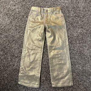 Zara Girls Size 9 Gold Jeans Boy Boy Fit 134 Cm Straight Leg